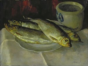 Natureza morta de peixe (óleo sobre tela) de Walter Heinrich Tanck