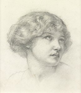 Cabeça de menina (lápis no papel) de Walter John (attr. to) Knewstub