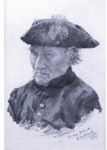 Um pensionista do Chelsea, de revista ou livro de fonte desconhecida (cor litho) de Walter Langley