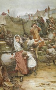 Cena de desastre em uma vila de pescadores da Cornualha, 1889