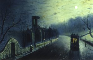 Kirkstall Abbey por Moonlight (óleo sobre tela) de Walter Linsley Meegan