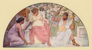 Hércules com o rolo de fiar para a rainha Omphale (litografia a cores)