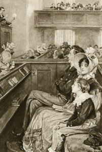 John Ruskin como um menino assistindo o pregador de Walter Paget