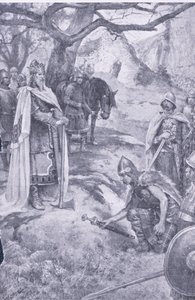 Neste campo nasceu a nação inglesa, ilustração da My Magazine de Walter Paget