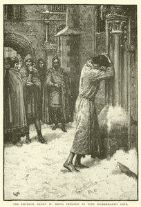 O Imperador Henrique IV fazendo penitência no Portão do Papa Hildebrands de Walter Paget