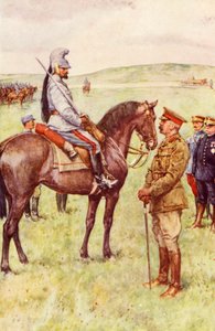 O encontro em França entre Lord Kitchener e o General Baratier (litografia a cores) de Walter Paget