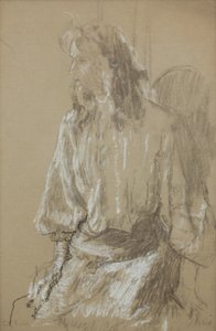 Little Rachel, c. 1906 (Giz preto e branco sobre papel cinzento) de Walter Richard Sickert