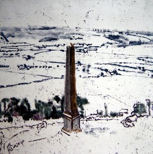 O Obelisco em Arques, Eaulne Valley, Dieppe, c.1913-14 (óleo sobre tela) de Walter Richard Sickert