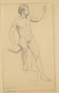 Nu masculino sentado, c.1870-77 (grafite em papel de palha)