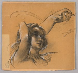 Estudo da cabeça e braços de uma figura de Walter Shirlaw