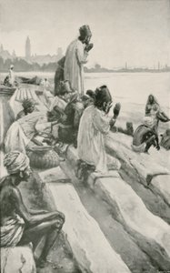 Parsis adorando o sol nascente na praia de Bombaim de Walter Stanley Paget