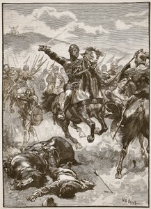 O Príncipe Negro na Batalha de Crecy, ilustração de &39;História Ilustrada de Cassell da Inglaterra&39; (foto sépia) de Walter Stanley Paget