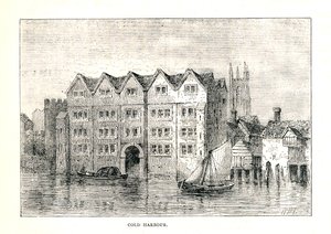 Porto Frio. Casa medieval da mansão North Bank ofThames acima da ponte de Londres, 1894