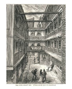 The Four Swans Inn, pouco antes da demolição, 1878