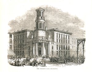 A Troca de Carvão Atual, aberta pelo príncipe Albert em 1849, Thames Street, 1878