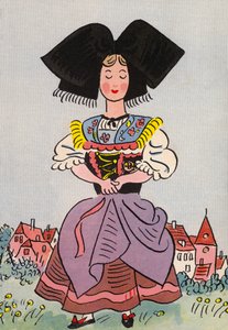 Os fatos loucos de Walter Trier: Alsácia, França (litografia a cores) de Walter Trier