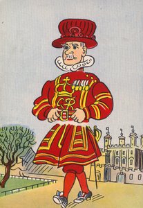 Os fatos loucos de Walter Trier: Inglaterra, Beefeater (litografia a cores)