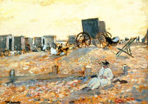 Cena de praia (óleo no painel)