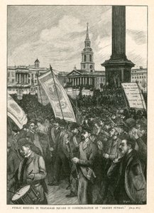 Reunião pública em Trafalgar Square em comemoração do Domingo Sangrento (gravura)