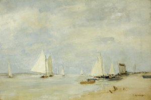 Yachts in the Cutting (óleo sobre tela)