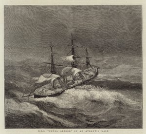 HMS Royal Alfred em um vendaval atlântico de Walter William May