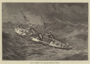 HMS urgente em um vendaval no Golfo da Biscaia