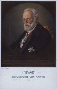 Ludwig III, último rei da Baviera, quando o príncipe regente (cor litho) de Walther Firle