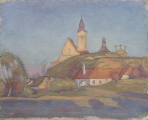 Paisagem com igreja de Walther Gamerith