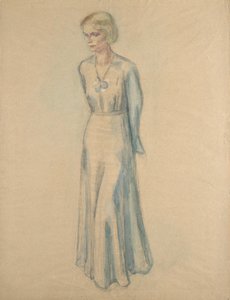 Retrato de uma rapariga, de corpo inteiro de Walther Gamerith