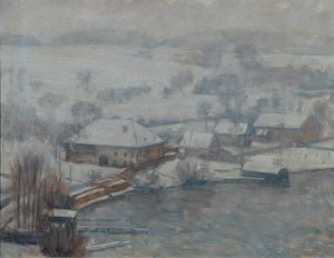 Paisagem de Inverno no Lago Attersee de Walther Gamerith