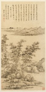 Bambu alto e montanhas distantes, depois de Wang Meng, 1694.