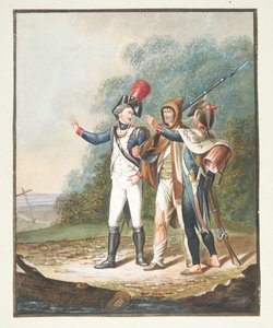 Três soldados franceses em uma estrada de Wanner von Schafterhausen