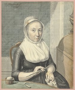 Retrato de uma senhora com tricô de Warner Horstink