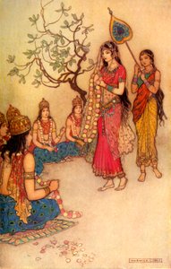 "Damayanti Escolhendo um Marido", 1913. de Warwick Goble