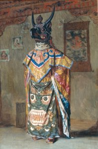 Lama em vestido de férias no mosteiro Pemyonchi em Sikkim