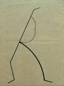 Desenho analítico após fotos da Palucca dançante, esforço ascendente suportado em curvas simples de Wassily Kandinsky