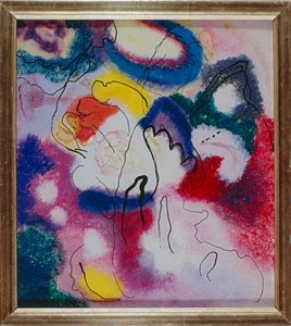 imagem de vidro com mancha vermelha de Wassily Kandinsky