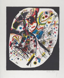 Kleine Welten III (Pequenos Mundos III), 1922 (litografia em vermelho, azul, amarelo e preto) de Wassily Kandinsky