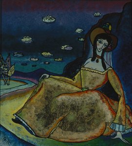 Senhora de vestido de ouro, 1917 de Wassily Kandinsky