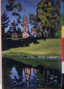 ""A Igreja Vermelha"" Pintura por Vassily Kandinsky (ou Wassily Kandinski ou Kandinskij de Wassily Kandinsky