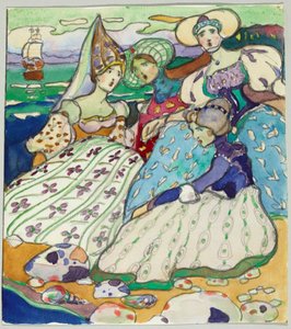 Grupo de raparigas na praia de Wassily Kandinsky