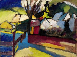 "Autumn Landscape with Tree" Pintura de Vassily Kandinsky (ou Wassily Kandinski ou Kandinskij de Wassily Kandinsky