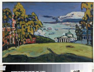 Country Estate em Akhtyrka. Pintura de Vassily Kandinsky (ou Wassily Kandinski ou Kandinskij) de Wassily Kandinsky