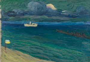 Rapallo - paisagem marítima com vaporizador de Wassily Kandinsky