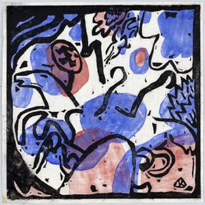 ""Três cavaleiros em vermelho, azul e preto"" Pintura de Wassily Kandinsky (ou Wassily Kandinski ou Kandinskij de Wassily Kandinsky