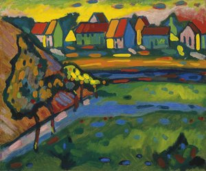"Village bavarois avec champs" (aldeia bávara com um campo) Peinture de Vassily Kandinsky (ou Wassily Kandinski ou Kandinskij de Wassily Kandinsky
