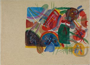 Aquarela Com floresta e arco-íris, 1913. de Wassily Kandinsky