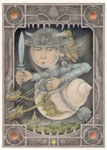 Female Warrior, 2005 (técnica mista sobre cartão) de Wayne Anderson