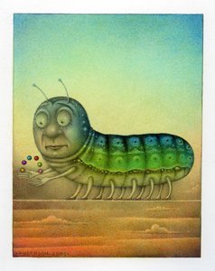Lagarta malabarista, 2003 (técnica mista sobre cartão) de Wayne Anderson