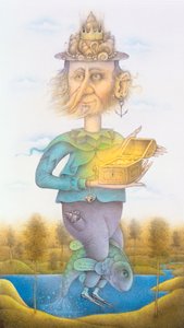 Neptuno (lápis e lápis de cor sobre papel) (par de 155032) de Wayne Anderson